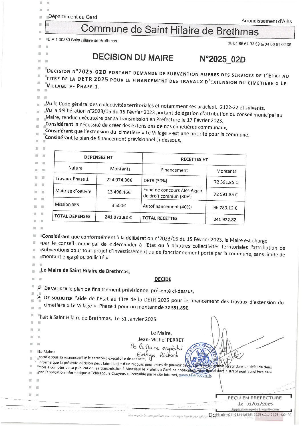 Apreçu du fichier2025_02D Demande de subvention au titre de la DETR 2025- Travaux d’extension du cimetière -Phase 1
