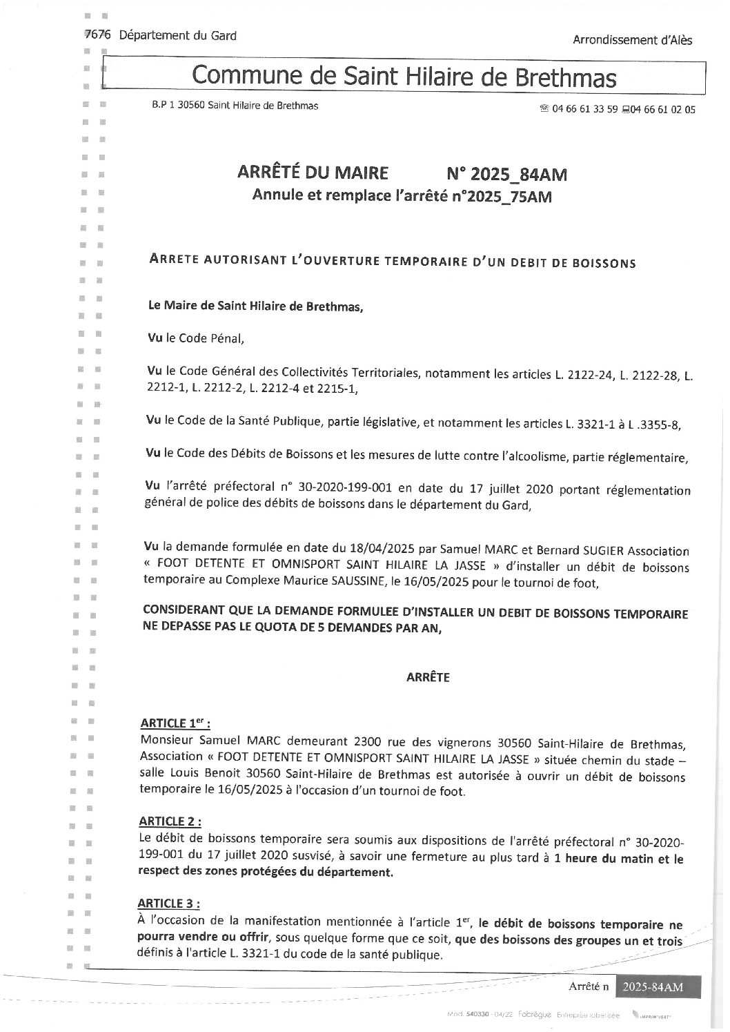 Apreçu du fichier2025_84AM Ouverture temporaire débit de boissons le 16 05 025 Tournoi de foot