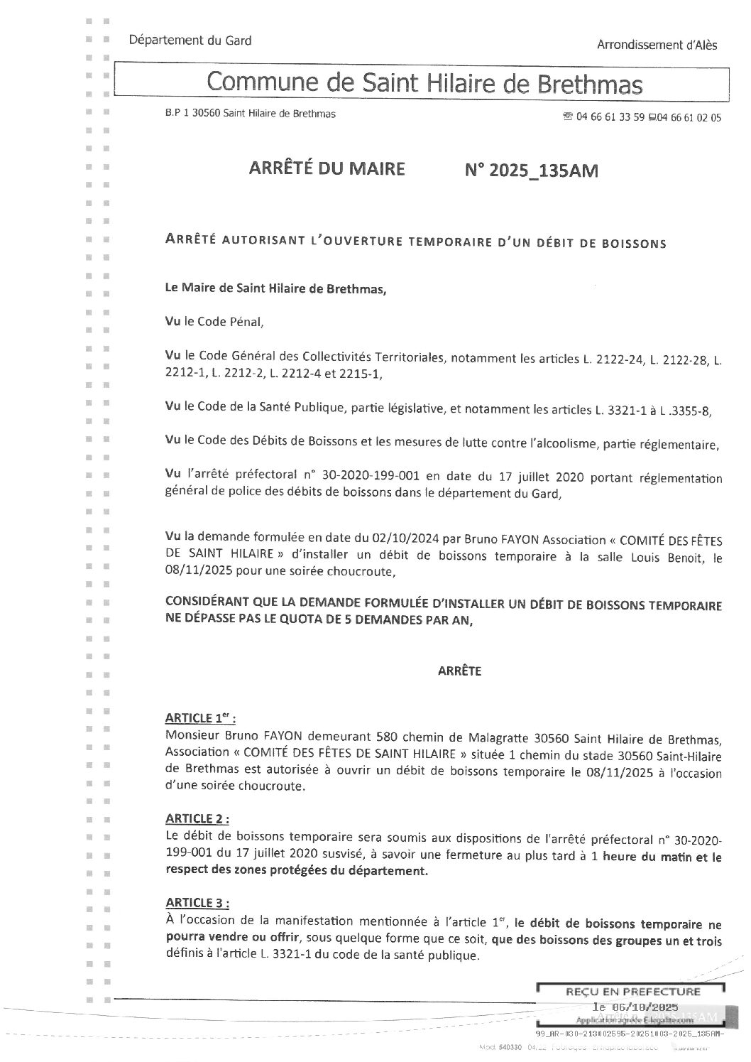 Apreçu du fichier2025_135AM Ouverture temporaire d’un débit de boissons le 08_11_25 soirée choucroute