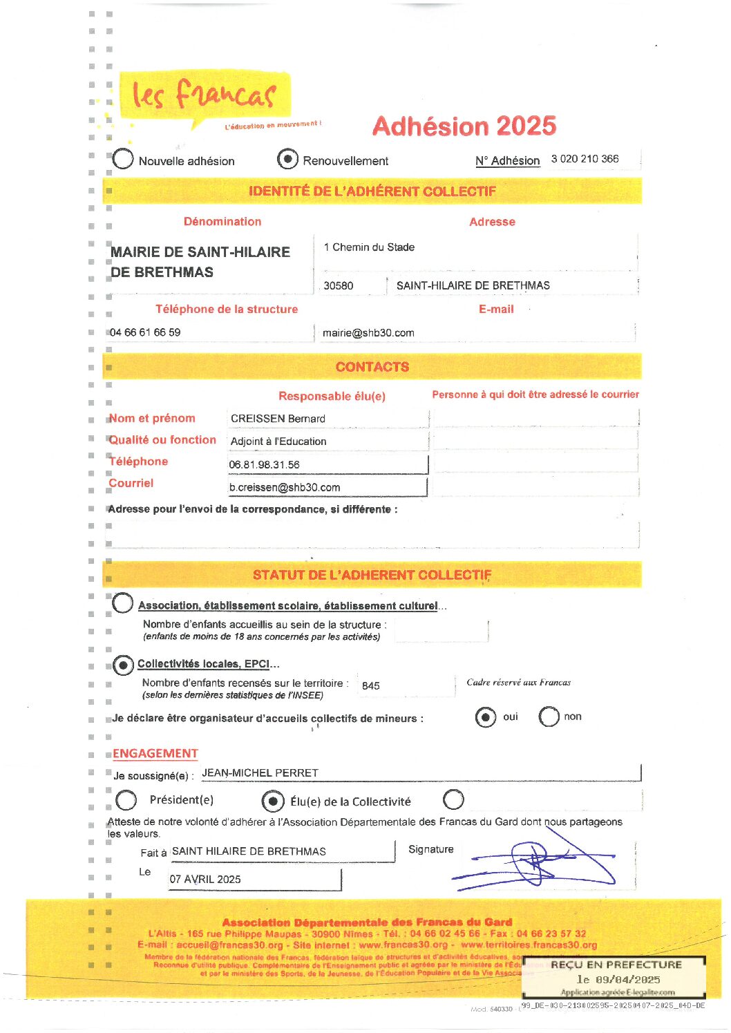 Apreçu du fichierAnnexe LES FRANCS Adhésion 2025