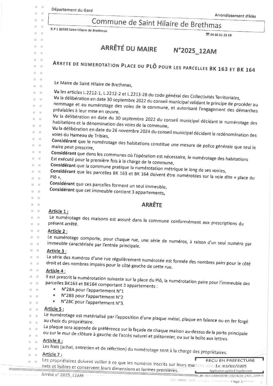 Apreçu du fichier2025_12AM_Numérotation_Place_du_PLÔ_Parcelles_BK_163_et_BK_164