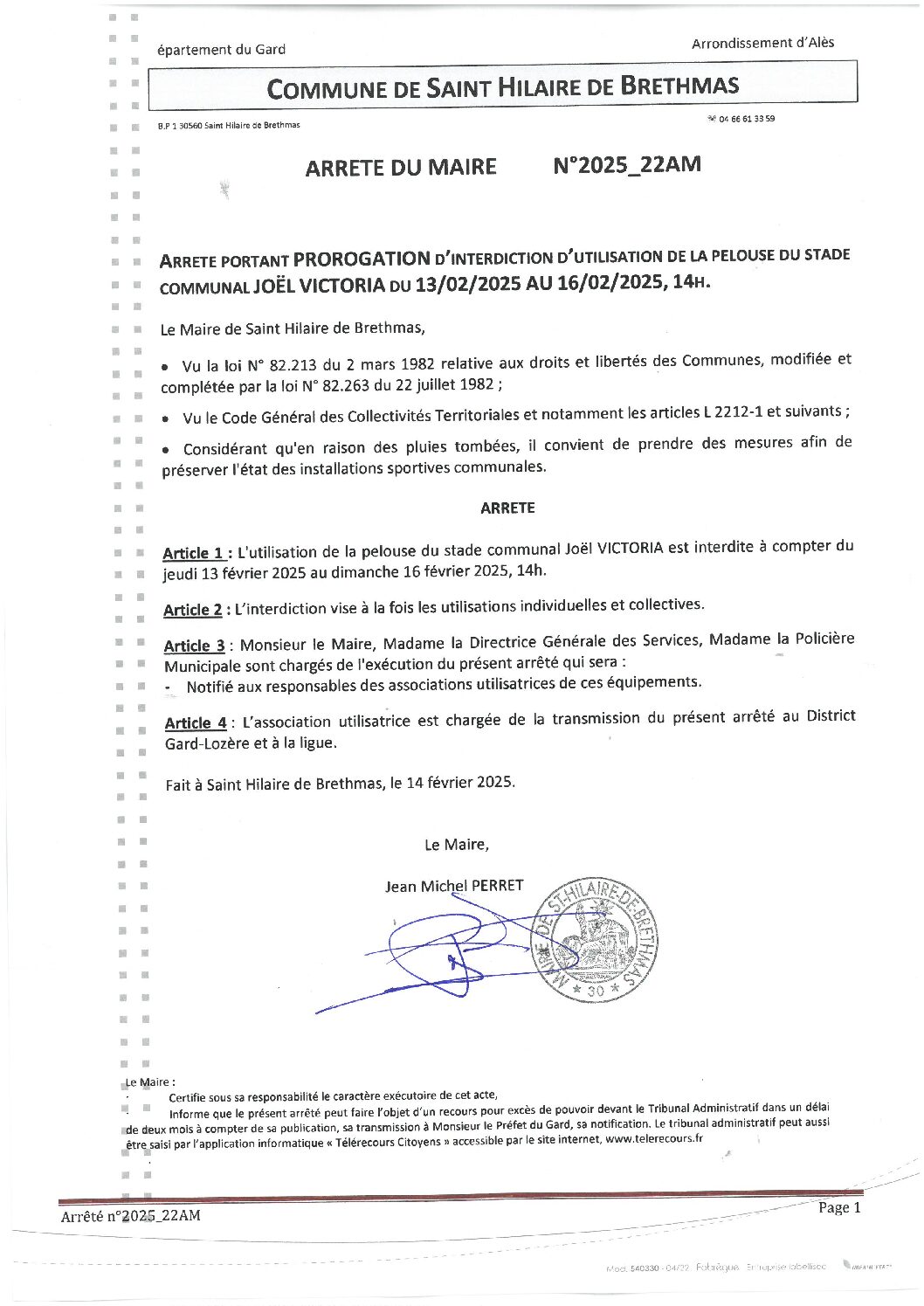 Apreçu du fichier2025_22AM Prorogation interdiction utilisation pelouse JOEL VICTORIA 13 02 au 16 02 025