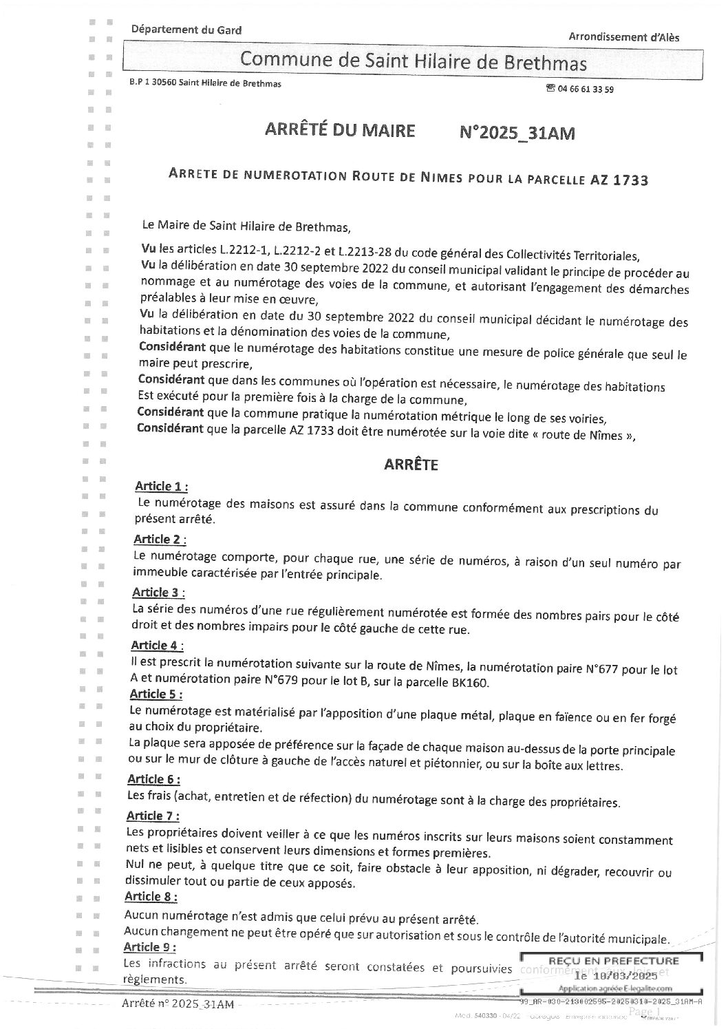 Apreçu du fichier2025_31AM_Numérotation_Route_de_Nîmes_Parcelle_AZ_1733