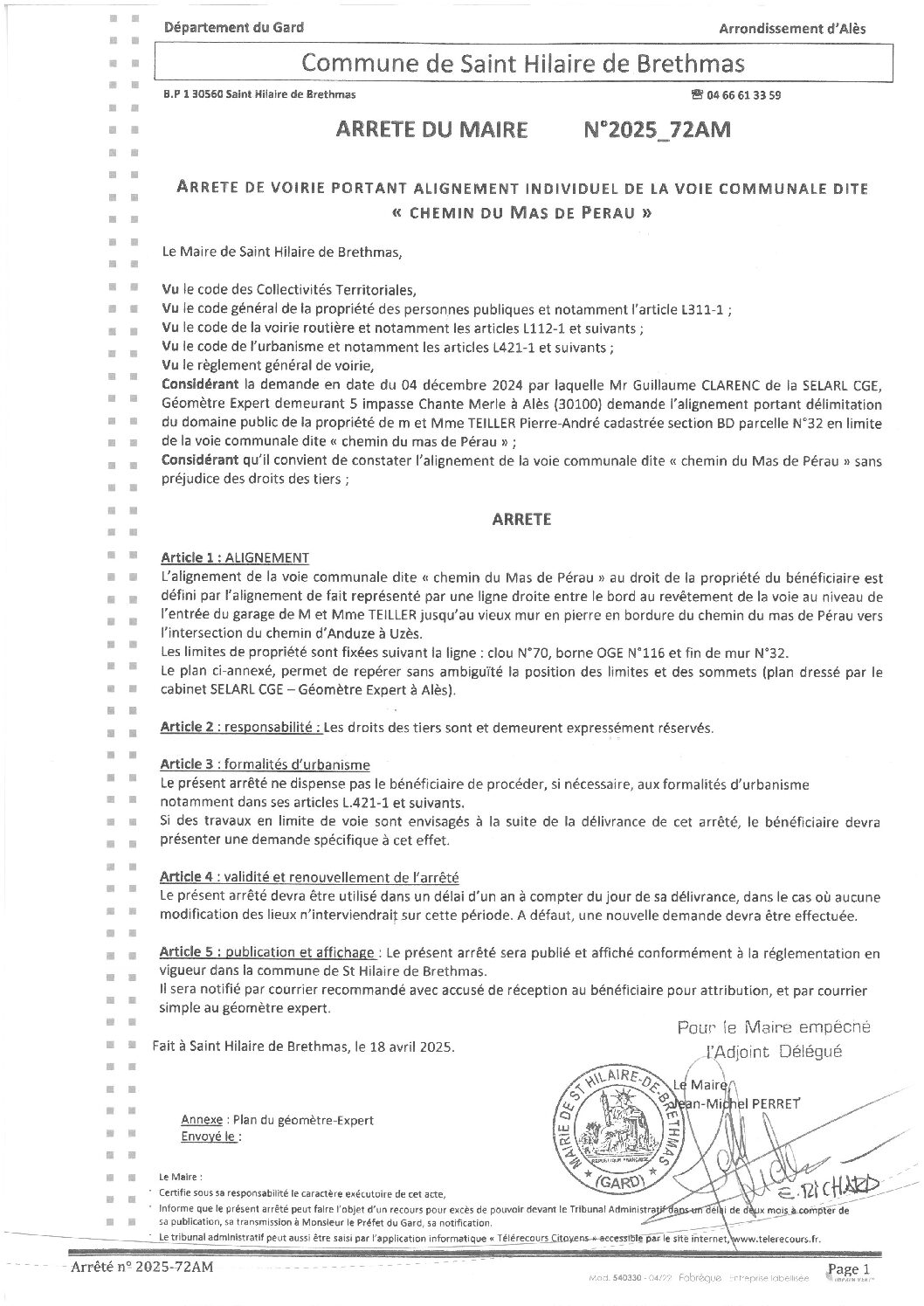 Apreçu du fichier2025 72AM Alignement individuel voie communale Ch.du Mas de Perau