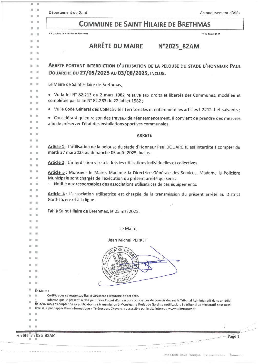 Apreçu du fichier2025_82AM Interdiction utilisation pelouse PAUL DOUARCHE du 27 05 au 03 08 2025