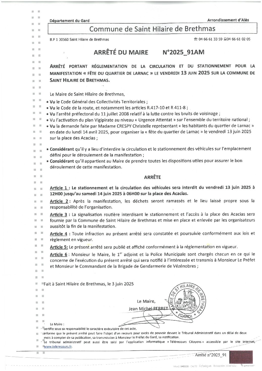 Apreçu du fichier2025_91AM Règlementation circulation stationnement 13 06 025 Fête quartier de Larnac