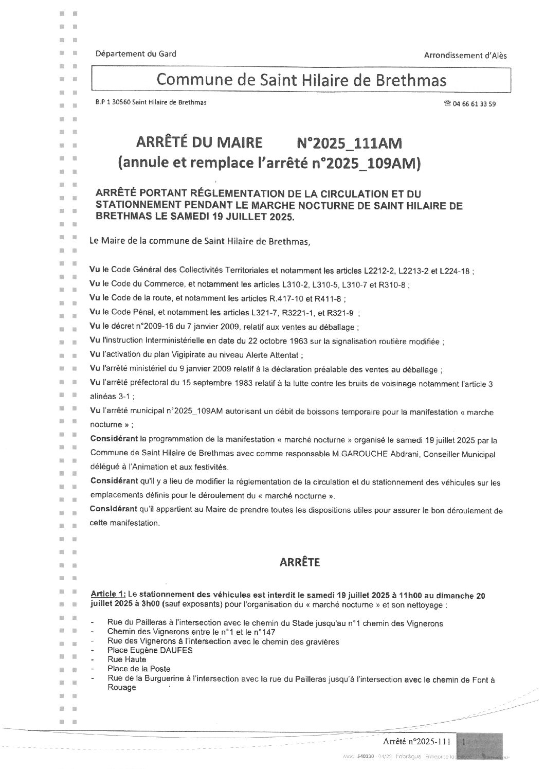 Apreçu du fichier2025_111AM Annule et remplace arrêté N°2025-109AM Marché nocturne