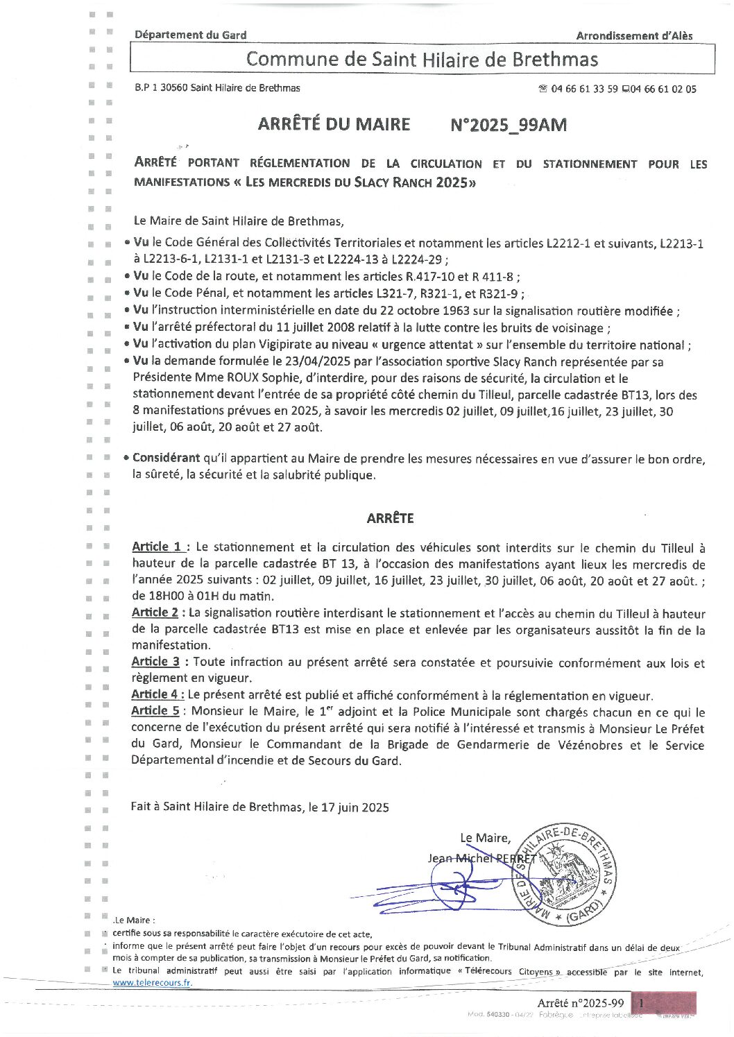 Apreçu du fichier2025_99AM Réglementation circulation stationnement les mercredis du SLACY RANCH 2025