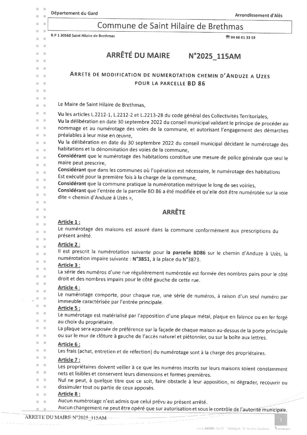 Apreçu du fichier2025_115AM Modification numérotation chemin d’Anduze à Uzès parcelle BD 86