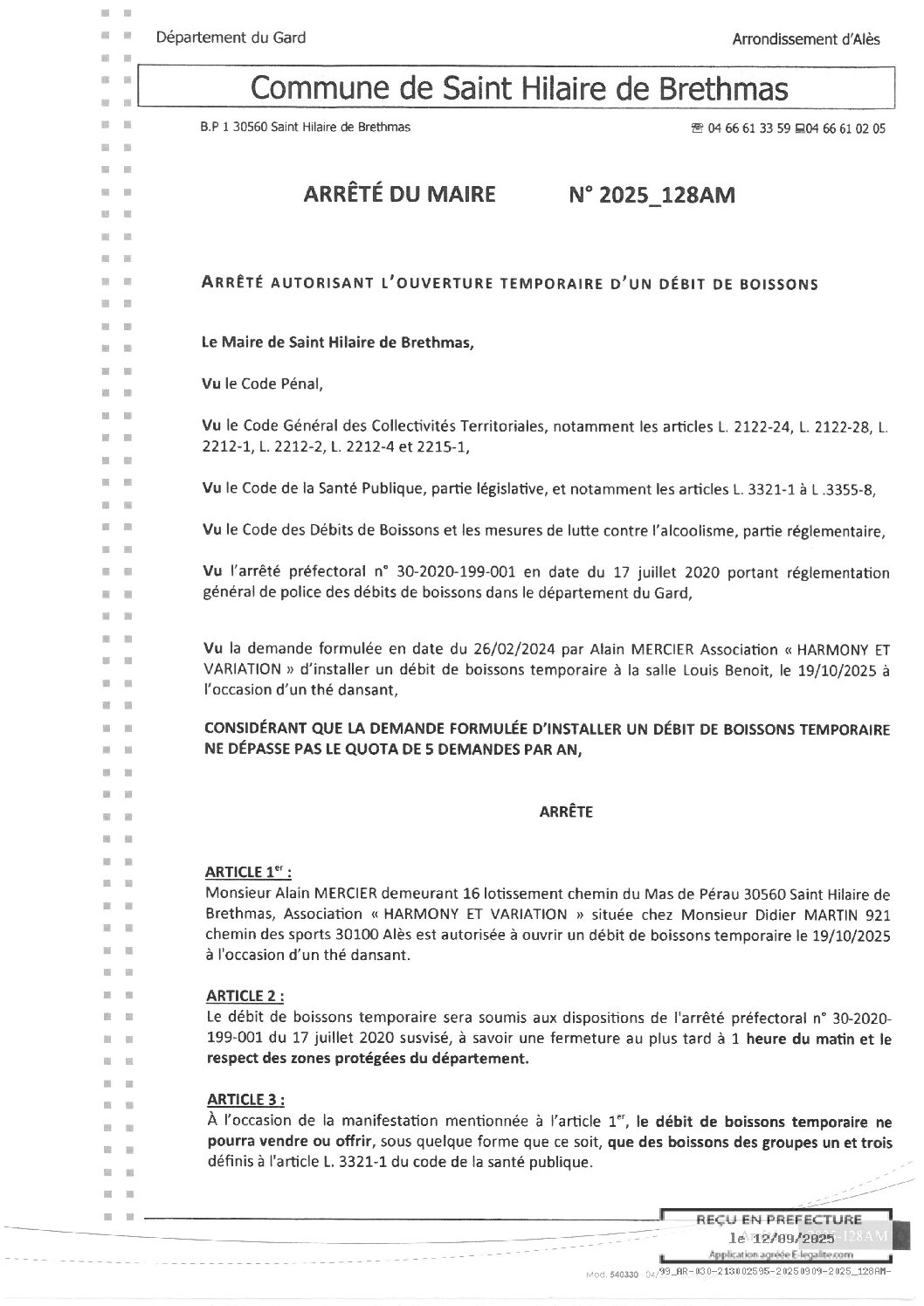 Apreçu du fichier2025_128AM Ouverture temporaire débit de boisson 191025 thé dansant