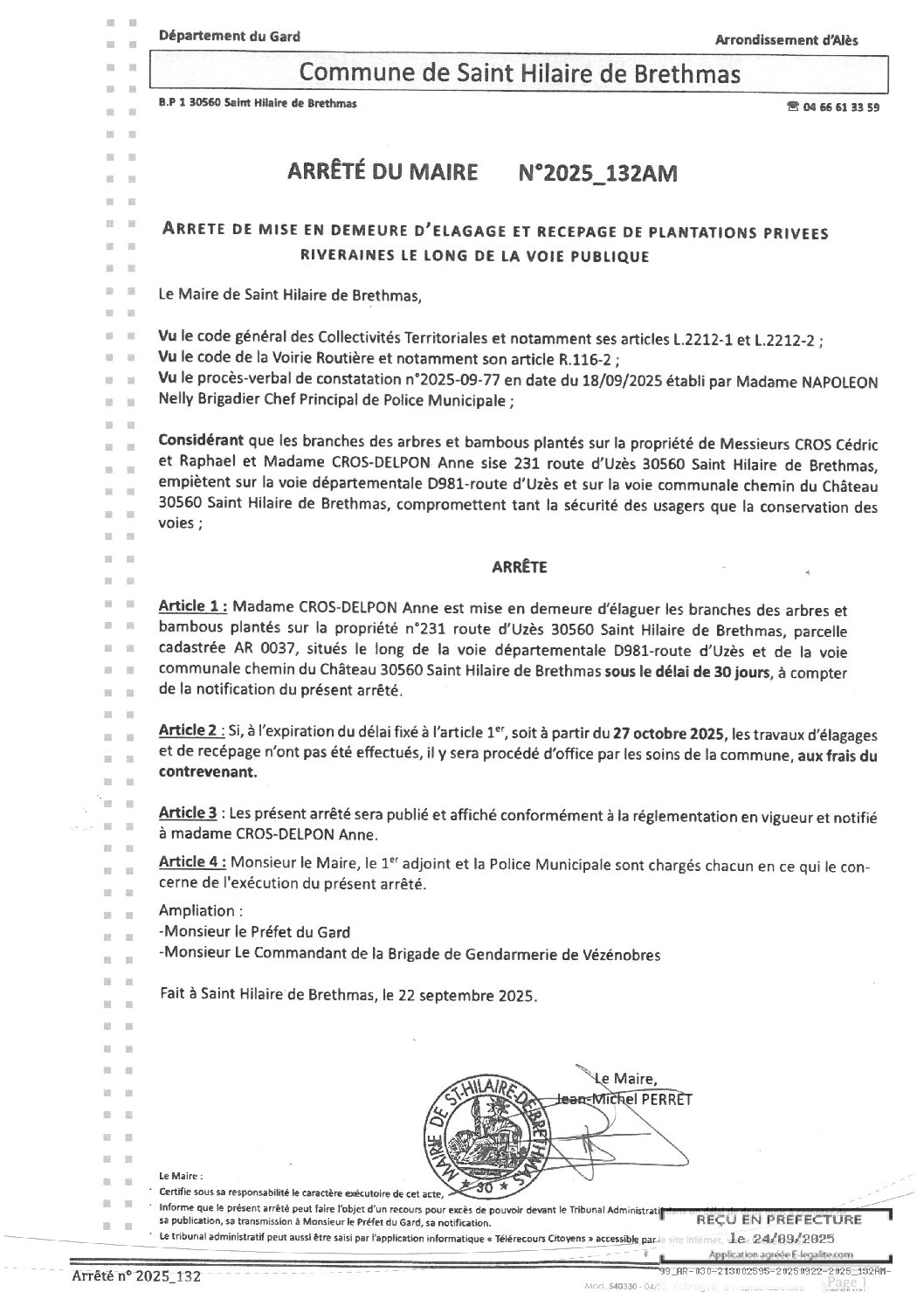 Apreçu du fichier2025_132AM Mise en demeure élagage et recépage plantation (1)