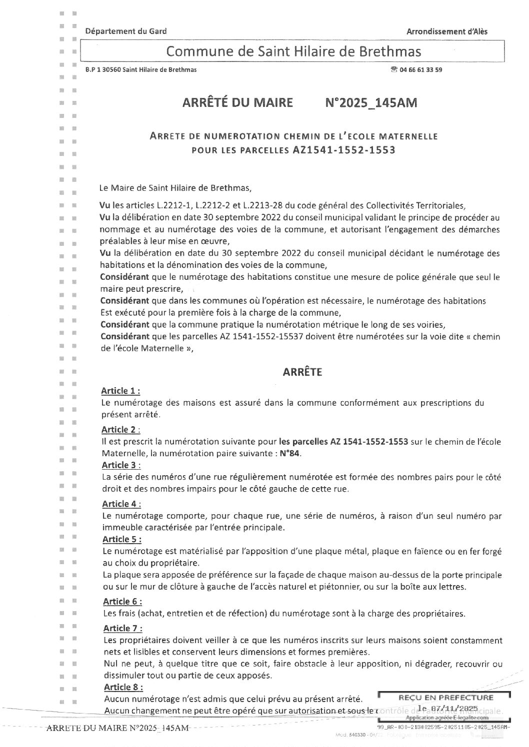 Aperçu du fichier 2025_145AM Numérotation chemin Ecole maternelle parcelles AZ1541- 1552-1553 