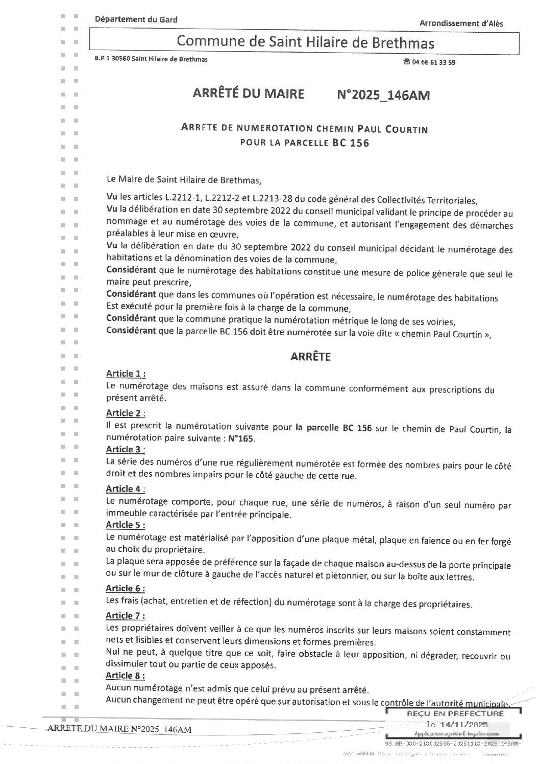 Aperçu du fichier 2025_146AM Numérotation chemin Paul Courtin parcelle BC 156 