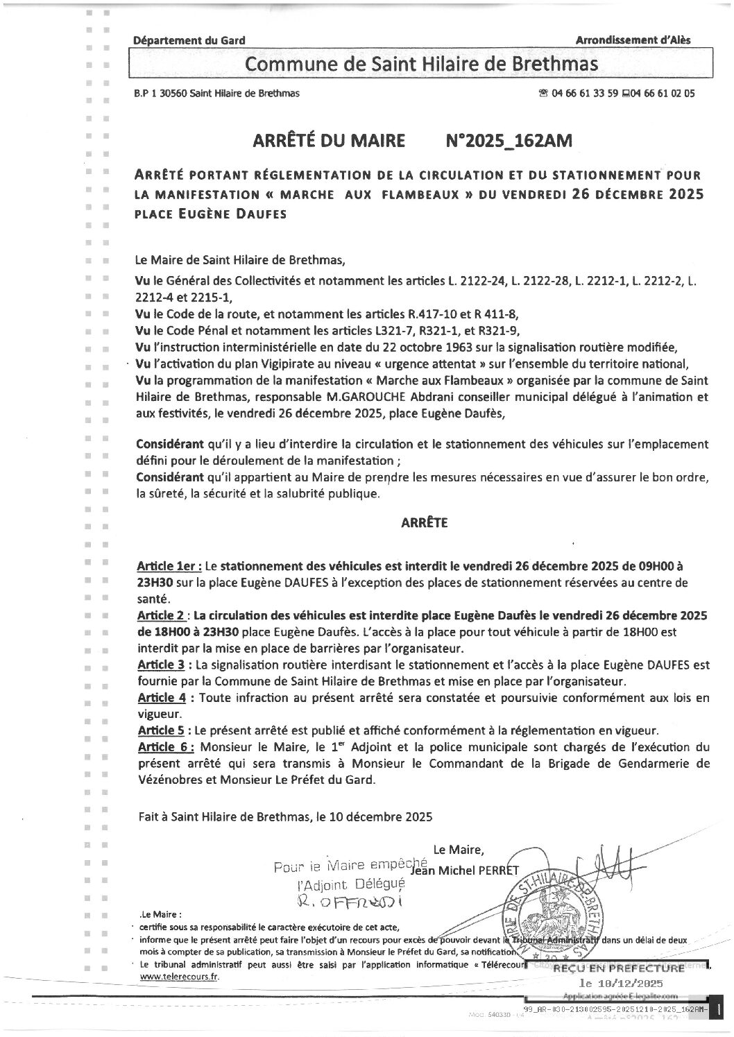 Aperçu du fichier 2025_162AM Réglementation circulation stationnement manifestation Marché aux flambeaux 