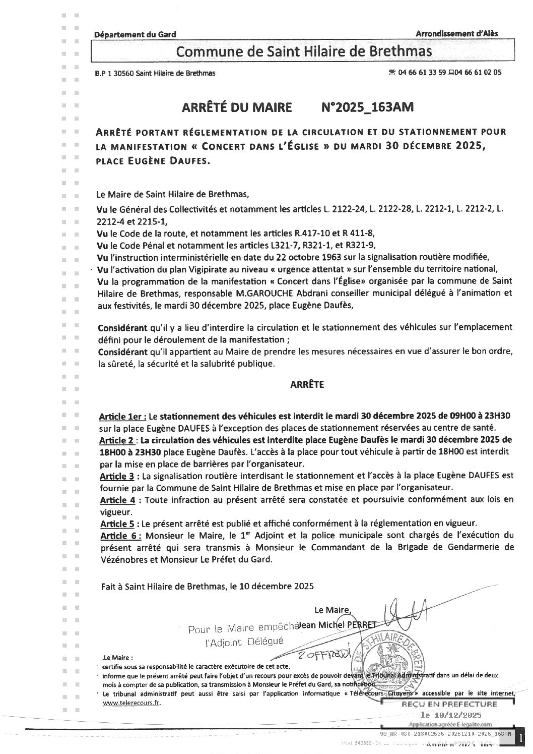 Aperçu du fichier 2025_163AM Réglementation circulation stationnement manifestation Concert Eglise 