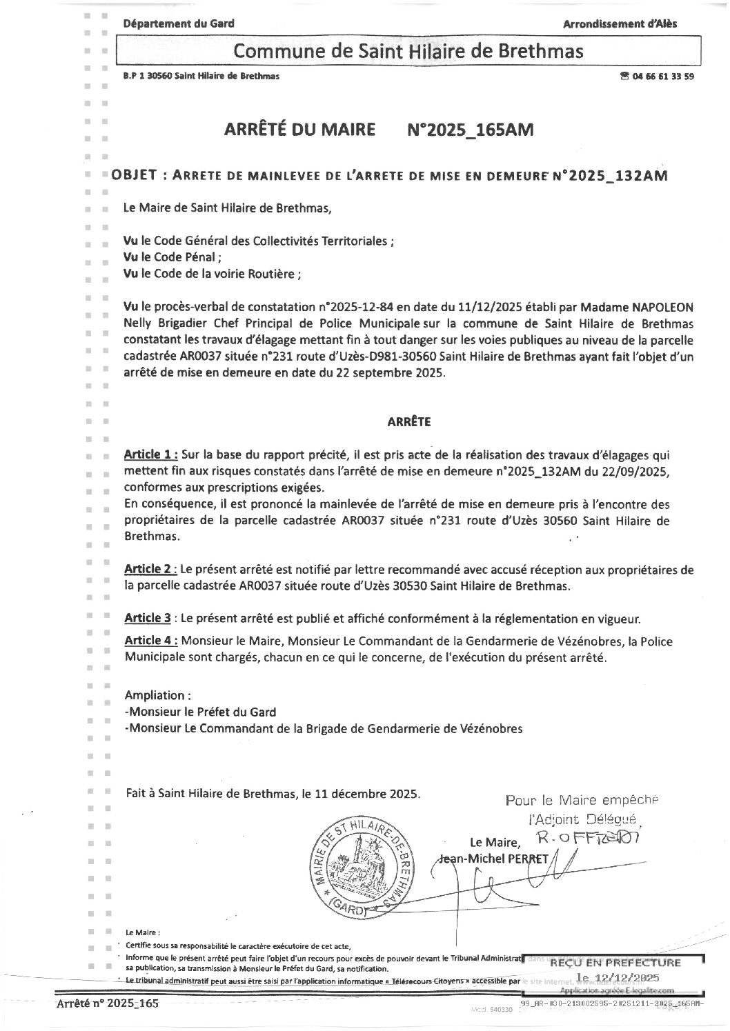 Aperçu du fichier 2025_165AM Mainlevée de l&rsquo;arrêté mise en demeure N°2025 132 