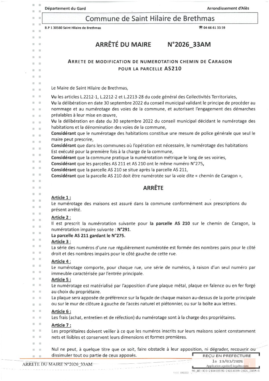 Aperçu du fichier 2026_33M arrêté de numérotation parcelle AS 210 