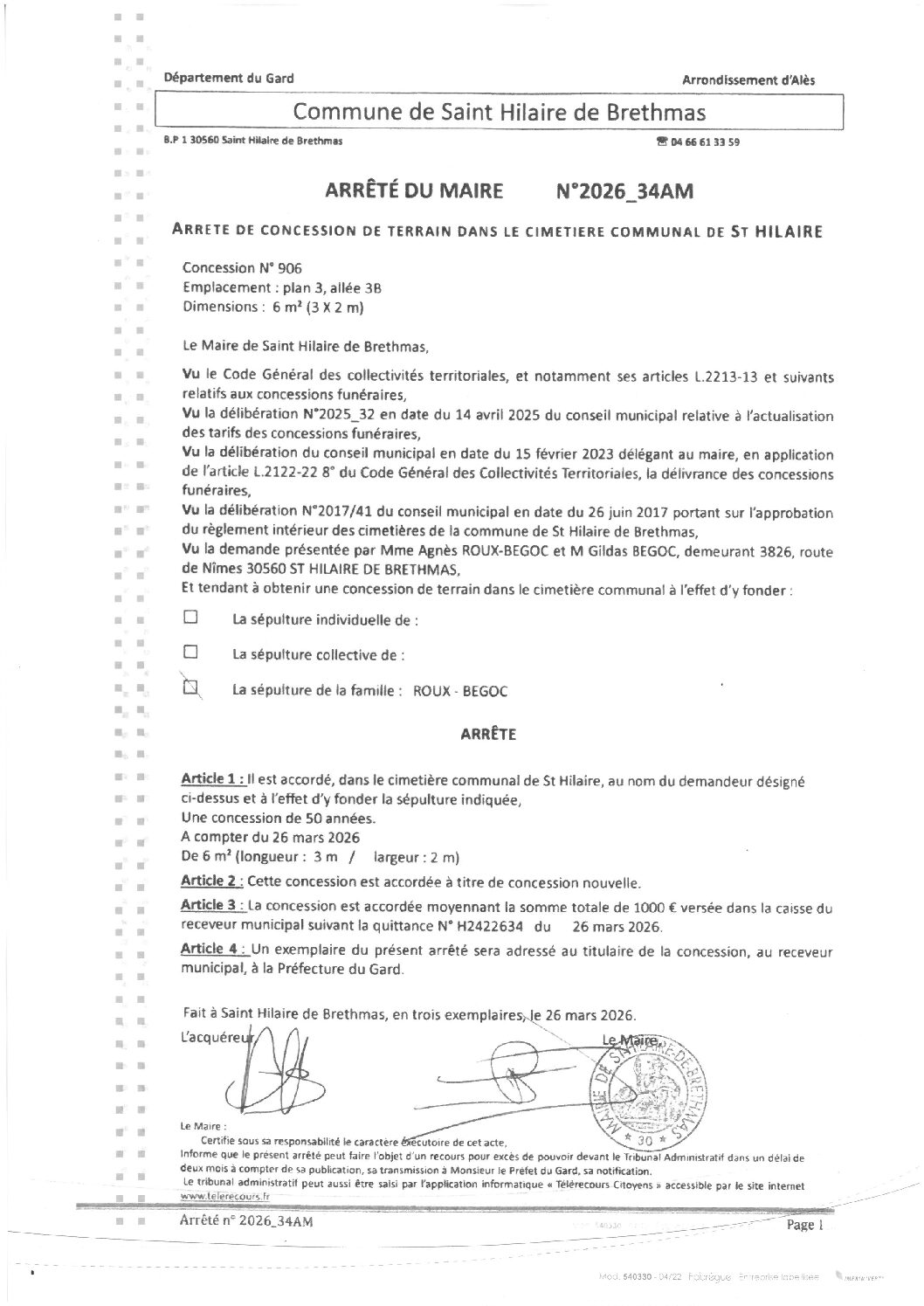 Aperçu du fichier 2026_34AM Concession terrain cimetière N°906 