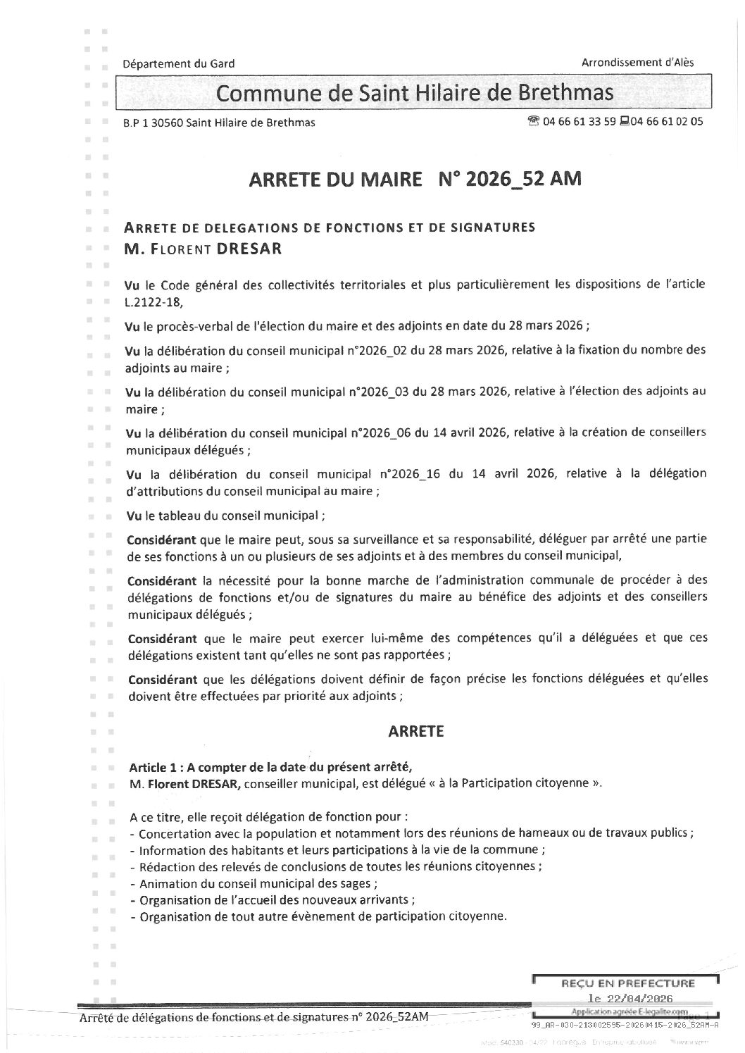 Aperçu du fichier 2026_52AM Délégation fonction signature – M DRESAR 