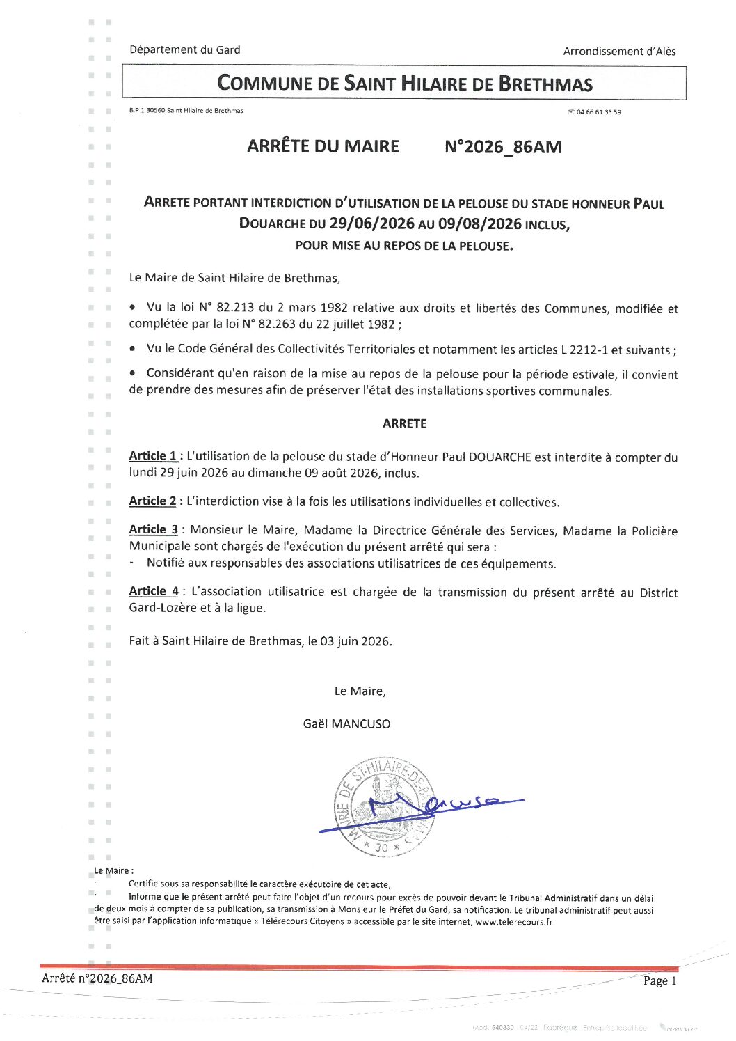 Aperçu du fichier 2026_86AM Interdiction utilisation pelouse stade DOUARCHE 